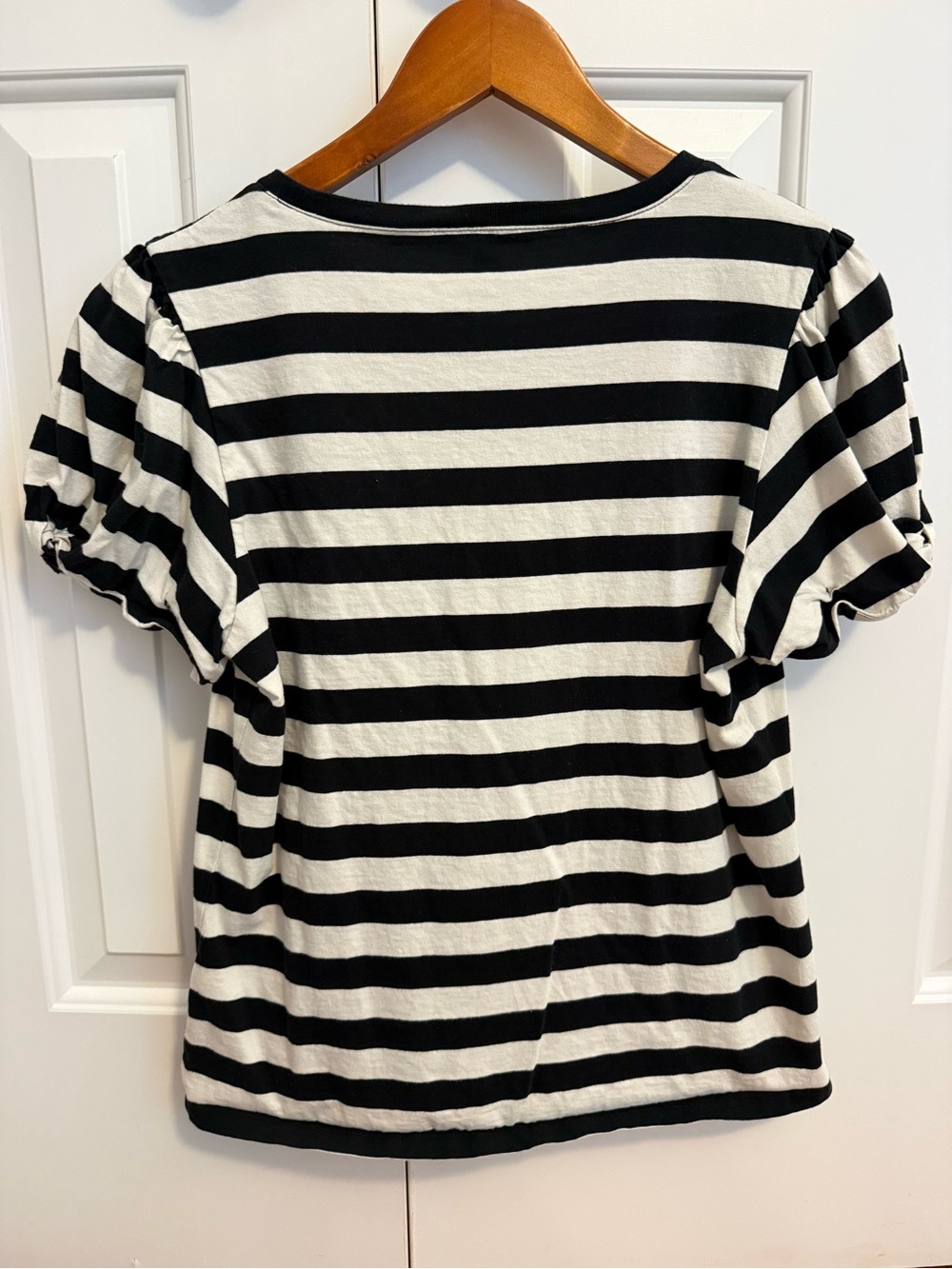 J.Crew Vintage jersey puff-sleeve T-shirt in stripe Size Medium - Picture 7 of 9